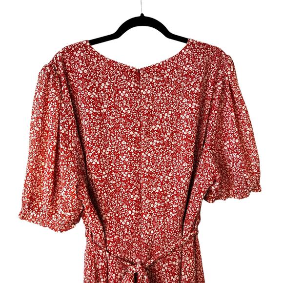 Estelle New Women's Ditsy Floral Asymmetrical Midi Dress Red Plus Size 4X Fairy - Picture 7 of 13